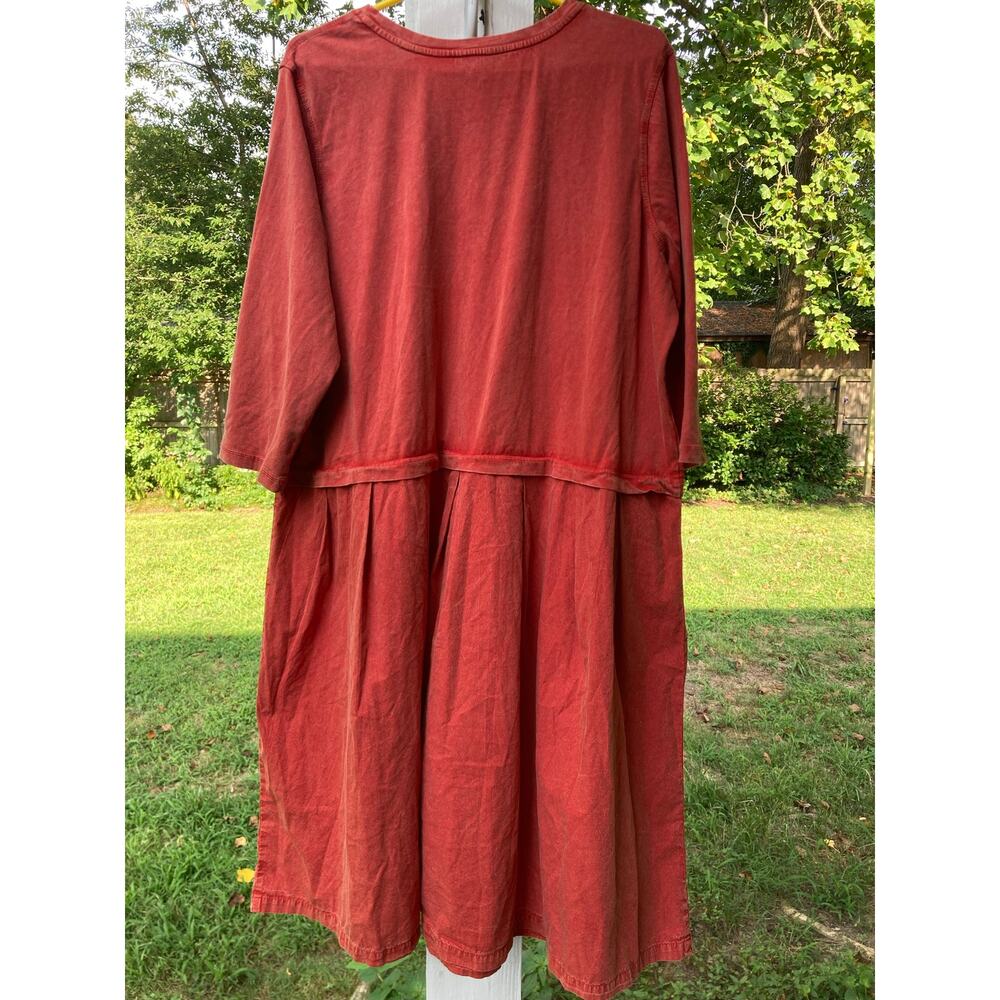 Logo - Lagenlook Earthy Terracotta Flowing Oversized Midi Dress - 2X Petite - Picture 2 of 5